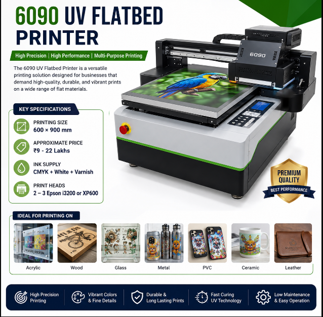 UV flatbed printing carriage depositing UV-curable ink directly on rigid substrate