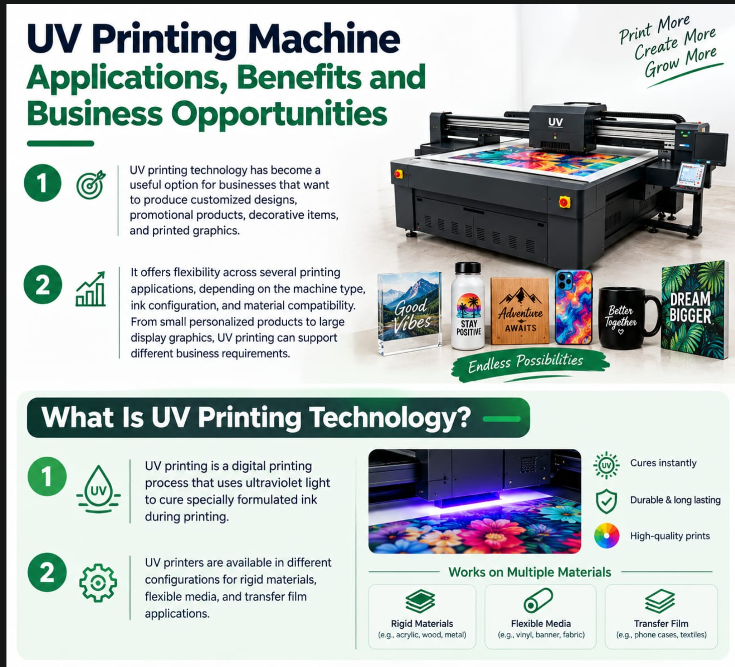 UV printing machine applications, benefits and business opportunities with UV printing technology and compatible materials
